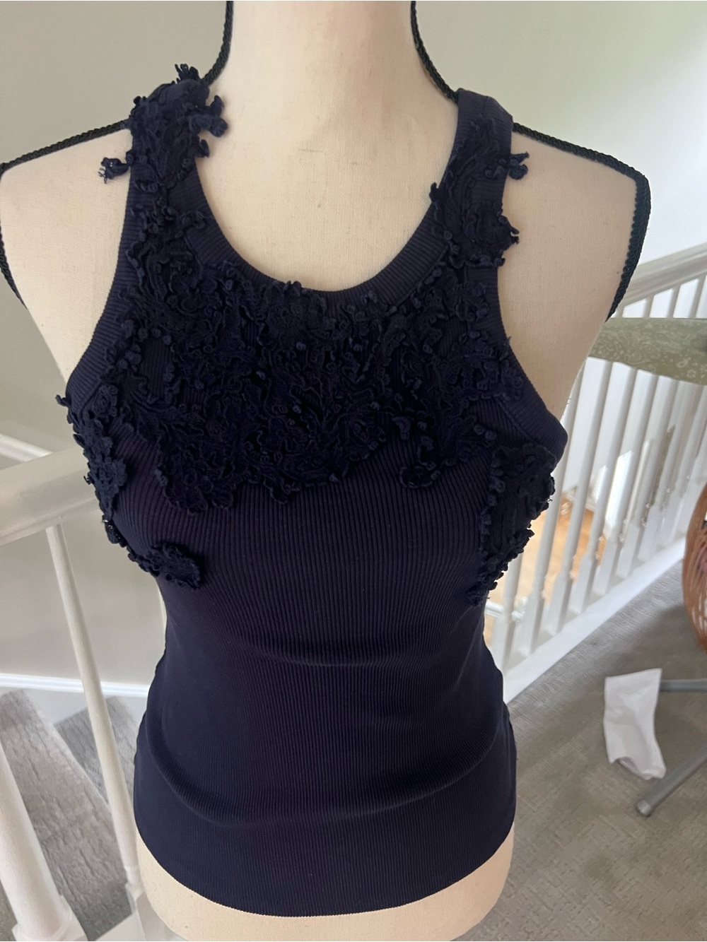 Anthropologie Dark Navy Ribbed Tank Top